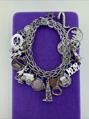 💛 Vintage Sterling Silver Multi-Charm Bracelet | Solid Heavy Silver Story Teller